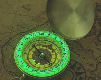 Vintage Waterproof Compass with Night Vision - Durable, Golden-Toned with Black Face & Directional Needle - Compact Hiking Portable