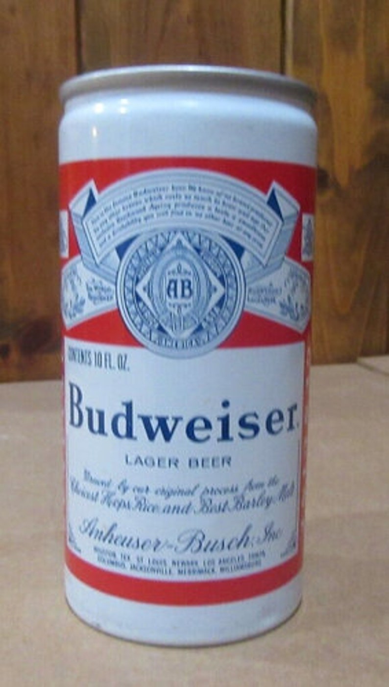 Vintage 1970's Budweiser Lager Beer 10oz Straight Aluminum Pull Tab