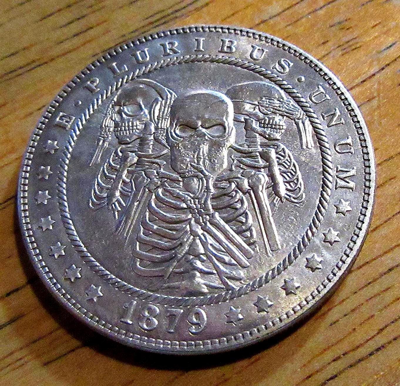 1879 Morgan Dollar Hobo Nickel Coin, Skeleton Art Coin - Etsy