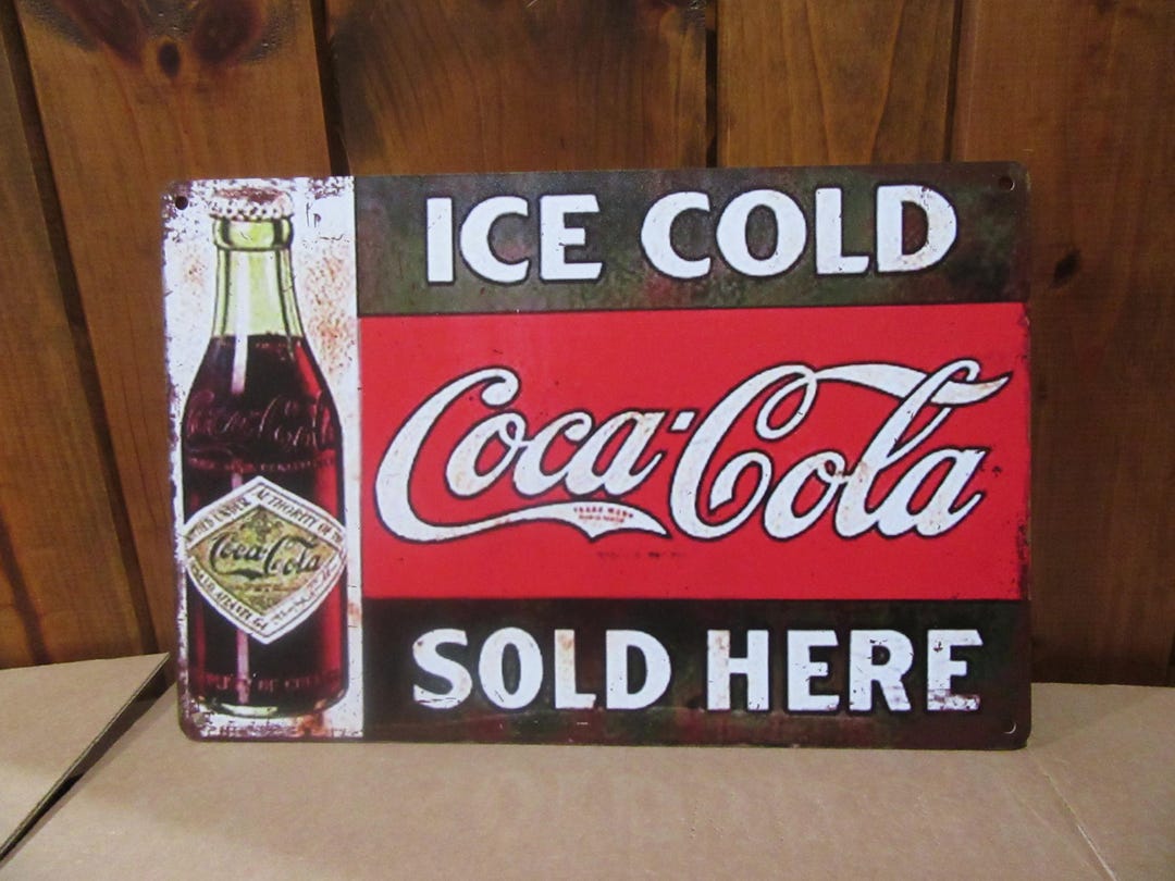Vintage Classic Ice Cold Coca-cola SOLD HERE - Metal Tin Sign, 8x12 ...