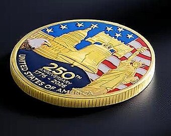アメリカ建国250周年記念コイン - 自由の女神像と白頭鷲のデザイン
