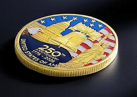 アメリカ建国250周年記念コイン - 自由の女神像と白頭鷲のデザイン