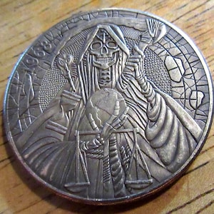 1968 Grim Reaper Death God - U.S. Morgan Dollar Style Coin - Hobo Nickel Coin - Collectible Art Coin