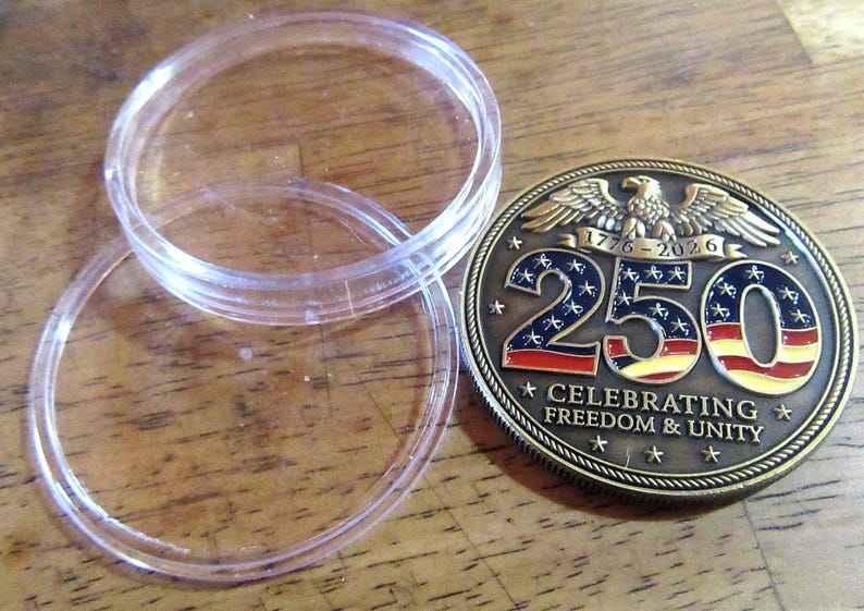 50 Stück 250-Jahre-Jubiläums-Gedenk-Challenge-Münzen - USA 1776-2026, 50 mm 3D Rahes Bild 9