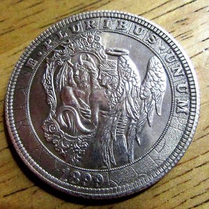 1899 Devil Hug Angel Hobo Nickel Coin - U.S. Morgan Dollar Style - Collectible Art Coin