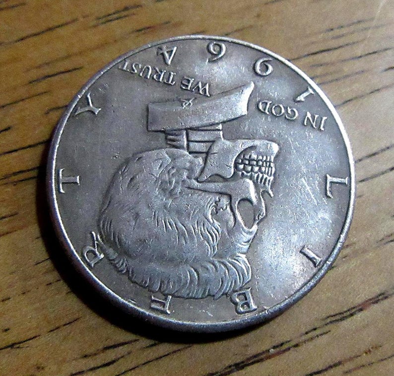 1964 Kennedy Skull Zombie Half Dollar Style Hobo Nickel Coin ...
