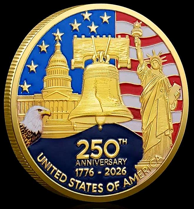 アメリカ建国250周年記念コイン - 自由の女神像と白頭鷲のデザイン