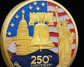 アメリカ建国250周年記念コイン - 自由の女神像と白頭鷲のデザイン
