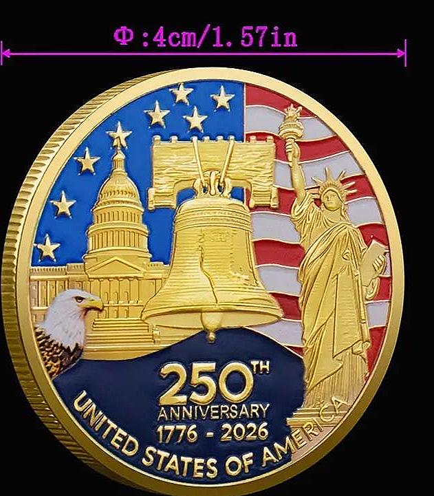 アメリカ建国250周年記念コイン - 自由の女神像と白頭鷲のデザイン
