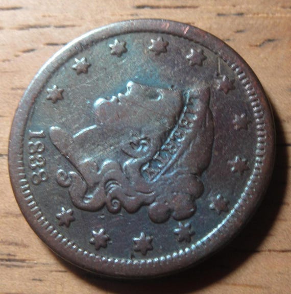 コロネットヘッドラージ セント銅貨　1838 コロネットヘッドラージ セント銅貨 1838 1838 N-2 Dbl Dot Rev