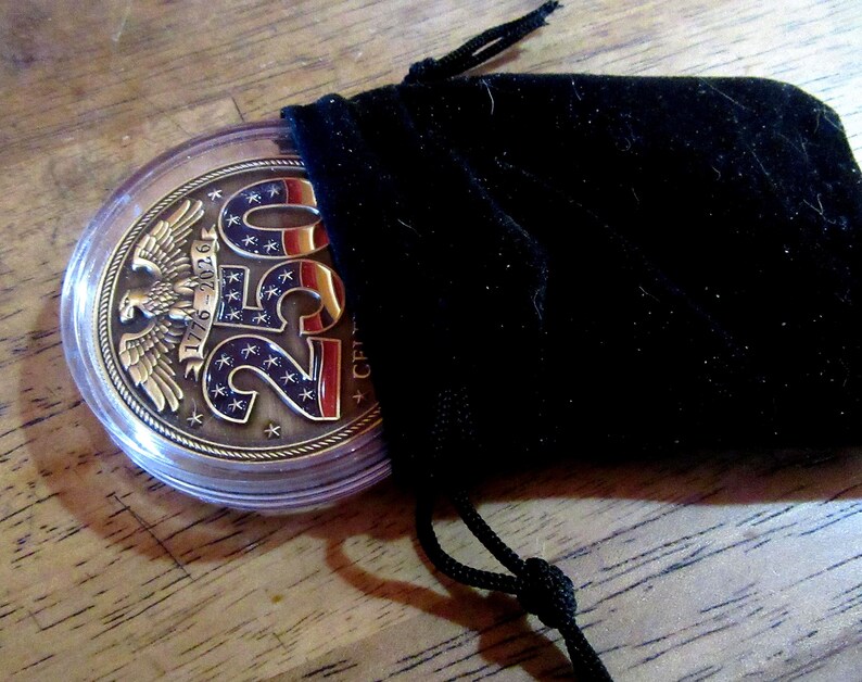 50 Stück 250-Jahre-Jubiläums-Gedenk-Challenge-Münzen - USA 1776-2026, 50 mm 3D Rahes Bild 12