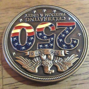 50 Stück 250-Jahre-Jubiläums-Gedenk-Challenge-Münzen - USA 1776-2026, 50 mm 3D Rahes Bild 4