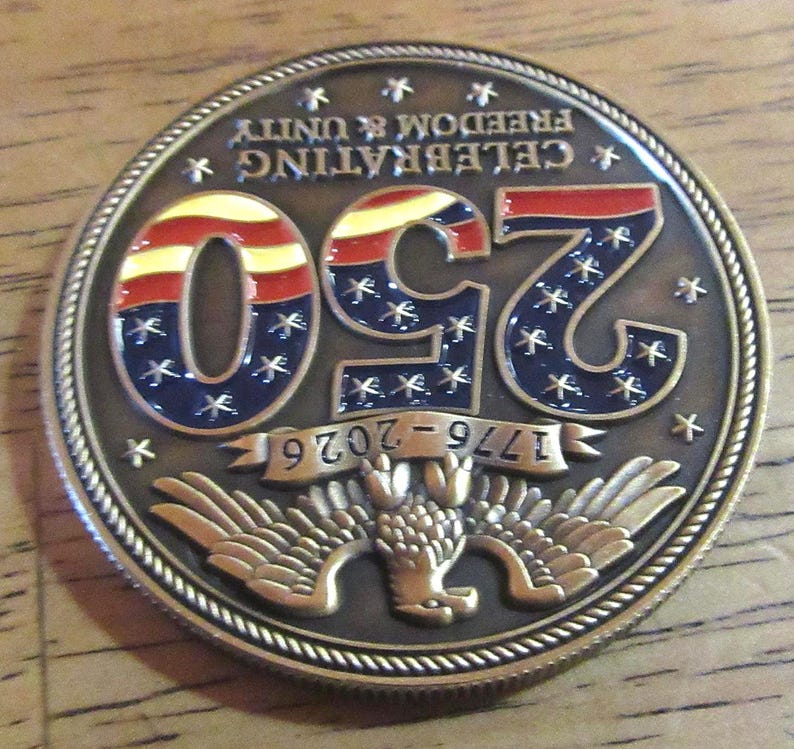 50 Stück 250-Jahre-Jubiläums-Gedenk-Challenge-Münzen - USA 1776-2026, 50 mm 3D Rahes Bild 4