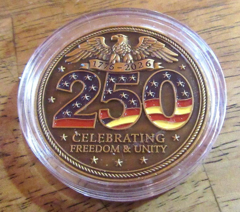 50 Stück 250-Jahre-Jubiläums-Gedenk-Challenge-Münzen - USA 1776-2026, 50 mm 3D Rahes Bild 10
