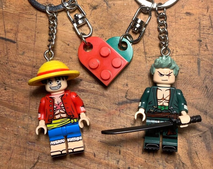 ZoLu One piec Luffyy Zoro keychain set | anime minifigure 1 Piece custom matching friendship keychain couple | manga birthday anime gift