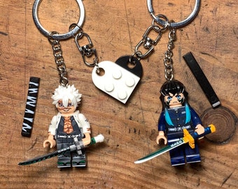 Demo Slayer Sanem Muichir Anime Minifigur Schlüsselanhänger Set handgefertigt passend benutzerdefinierte Freundschaft Paar Manga Geschenk