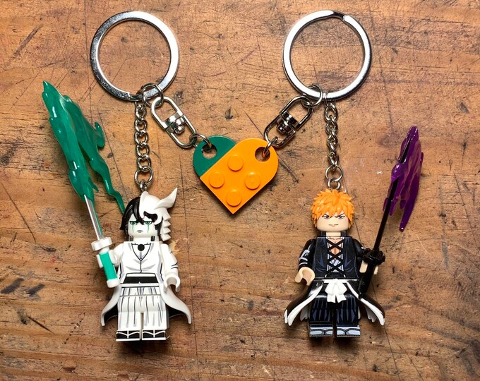 Bleac | Ichig Kurosa Ulquior Anime minifigure keychain set | handmade friendship couple duo manga anime gift