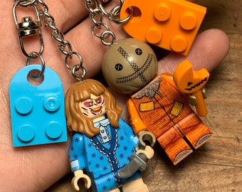 Halloween keychain set | Exorcist Trick N Treat horror keychain minifigure horror valentines couple handmade matching