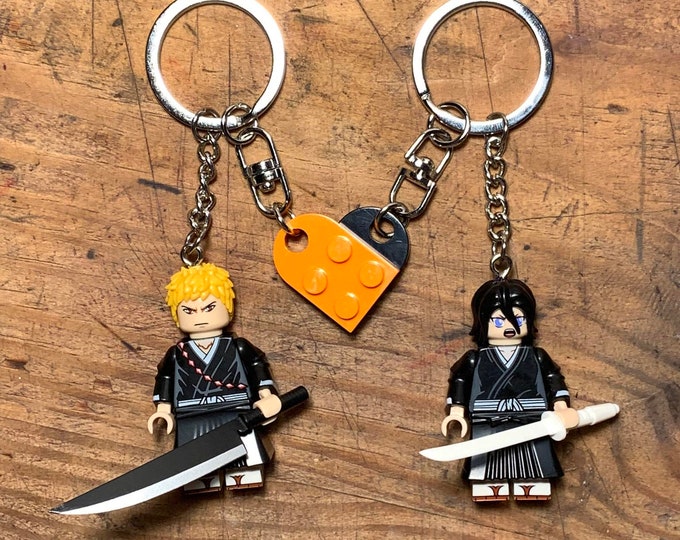 Bleac | keychain | Ichiggo Rukkia minifigure matching anime keychain set | handmade friendship couple duo manga anime gift