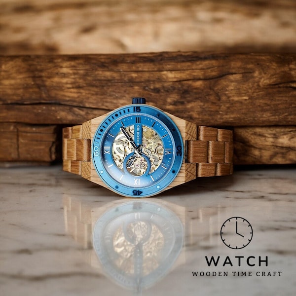 Handcrafted Wooden Men's Watch - Luxury Automatic Mechanical Timepiece, Sustainable Wood & Alloy Blend, Elegant Gift