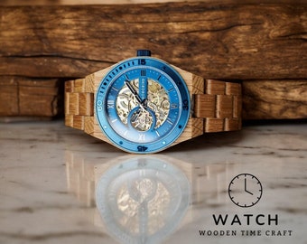 Handcrafted Wooden Men's Watch - Luxury Automatic Mechanical Timepiece, Sustainable Wood & Alloy Blend, Elegant Gift
