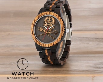 Handcrafted Wooden Watch for Men - Punk Retro Skeleton, Quartz Movement, Eco-Friendly Wood Band, Unique Timepiece