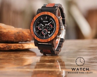 Handcrafted Wooden Chronograph Watch – Luxury Eco-Friendly Timepiece for Men