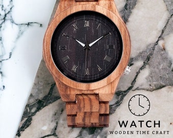 Eco-Friendly Handcrafted Wooden Watch, Luxury Sustainable Timepiece, Unique Men's Wooden Wristwatch, Elegant Gift for Him