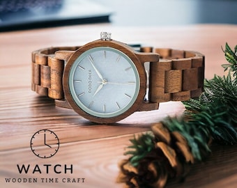 Montre-bracelet en bois à la mode pour femme - Mouvement à quartz, style luxueux et décontracté, résistante à l'eau