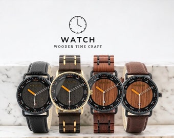 Montre à quartz en bois fabriquée à la main pour homme - Montre-bracelet unique et respectueuse de l'environnement, parfaite pour une tenue décontractée ou formelle, cadeau idéal