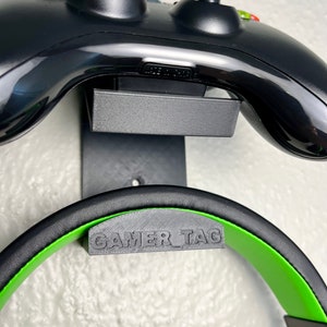 Wall Mounted Controller Headphone Holder | Custom 3d printed Gamer Tag Or Name | Gaming Accessories And Home Organizer
