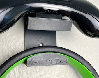 An der Wand befestigter Controller- & Kopfhörer-Halter: Benutzerdefinierter Gamer-Tag, 3D gedruckt