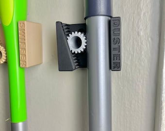 Wall Mounted Gravity Broom Holder | Custom Engraving For Organization | Fit for Brooms, Tools, and more | Ideal Space Saver