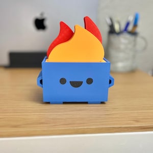 Decorazione da scrivania personalizzata con scritta "Cassonetto in fiamme" / Testo personalizzato / Regalo per colleghi e dipendenti