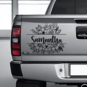 Split Floral Monogram Name Car Decal Sticker Gift