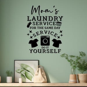 Personalized Laundry Service Room Vinyl Wall Decal/Custom Removable Vinyl Wall Decal/Clothesline Decal/Mud Room Wall Decal