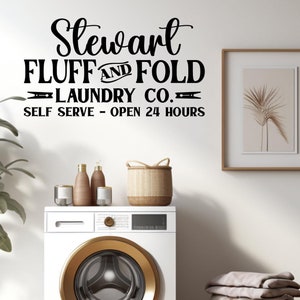 Personalized Laundry Room Vinyl Wall Decal/Removable Vinyl Wall Decal/Custom Fluff and Fold Laundry Wall Decal