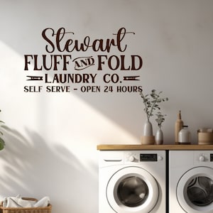 Personalized Laundry Room Vinyl Wall Decal/Removable Vinyl Wall Decal/Custom Fluff and Fold Laundry Wall Decal