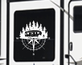 RV Compass Decal/Recreational Vehichle Decal/Camping Decal/Glamping Decal/Gift For Camper Decal Sticker/Traveling Decal/Fifth Wheel Decal
