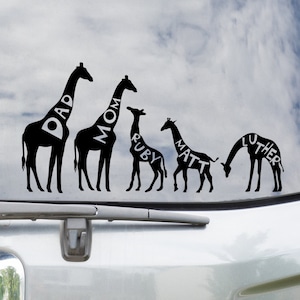 Personalized Giraffe Family Car Vinyl Decals/Custom Giraffe Car Window Sticker/Animal Decal/Giraffe Lover Gift/Giraffe Bumper Sticker