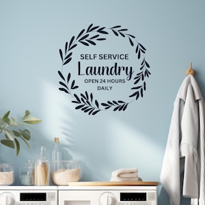 Laundry Room Floral Vinyl Wall Decal/Removable Vinyl Wall Decal/Self Service Laundry Wall Decal/Wall Decal For Laundry Room