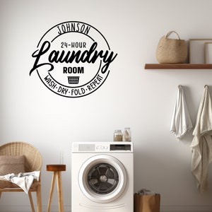 Personalized Laundry Room Vinyl Wall Decal/Removable Vinyl Wall Decal/Custom Laundry Company Wall Decal/Clothesline Decal