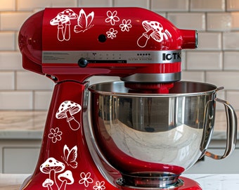 Mushroom Vinyl Decal Set/Floral Permanent Vinyl Stand Mixer Decal/Mushroom Mixer Decal Set/Butterfly Kitchenaid Decals/Kitchenaid Stickers