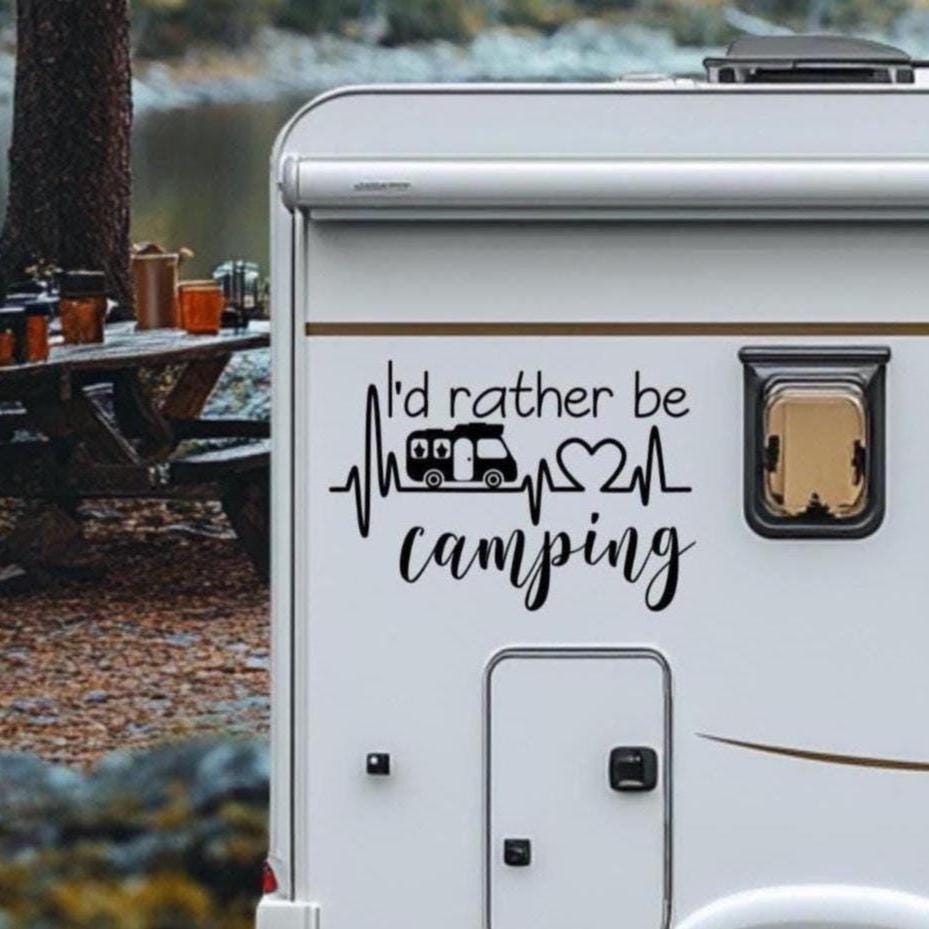 I'd Rather Be Camping Decal/Recreational Vehichle Decal/Camping Decal/Gift For Camper/Camper Decal Sticker/Fifth Wheel Decal