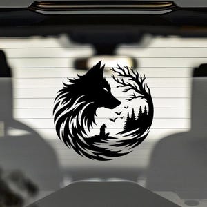 Wolf With Trees Car Decal Auto Window Bumper Sticker/Southwest Gift For Wolf Lover Decal Sticker