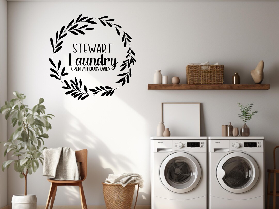 Personalized Laundry Room Floral Vinyl Wall Decal/self Service Laundry ...