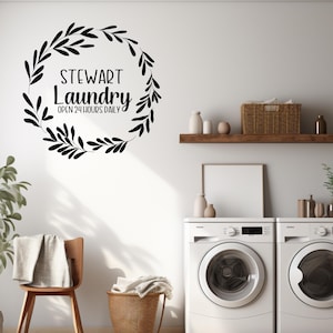 Personalized Laundry Room Floral Vinyl Wall Decal/Removable Vinyl Wall Decal/Self Service Laundry Wall Decal/Wall Decal For Laundry Room