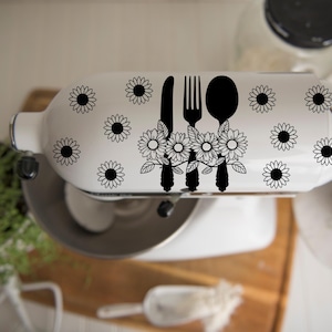 Floral Vinyl Decal Set/Floral Permanent Vinyl Stand Mixer Decal/Flowers Mixer Decal Stickers Set/Flower Floral Kitchenaid Decals Stickers