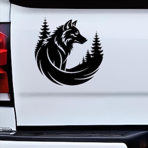 Wolf With Trees Car Decal Auto Window Bumper Sticker/Southwest Gift For Wolf Lover Decal Sticker