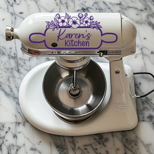 Personalized Floral Vinyl Decal Set/Vinyl Stand Mixer Decals/Flowers Mixer Decal Stickers Set/Flower Floral Kitchenaid Decals Stickers